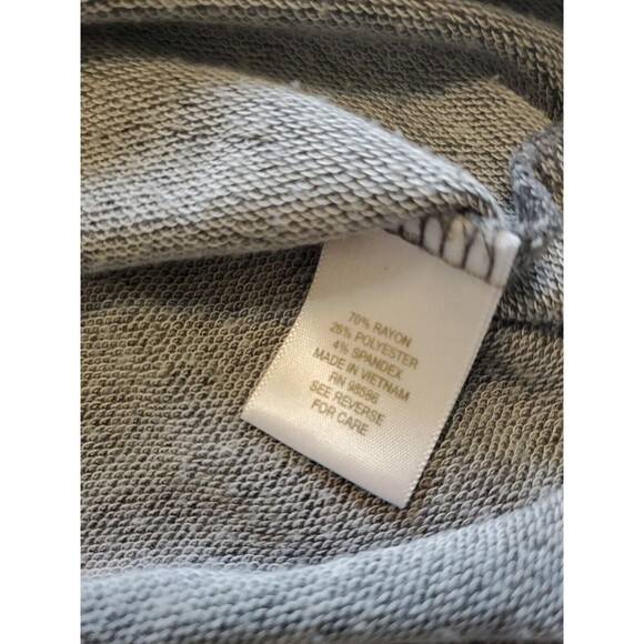 Womens Large Top 3/4 Sleeve Heathered Gray Lace Up Neckline Sunday Tunic Length - Picture 6 of 8